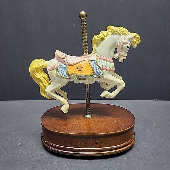 Carousel Collection Vintage Carousel Horse Music Box 7.5" Tall Resin Pony Circus - Picture 1 of 11